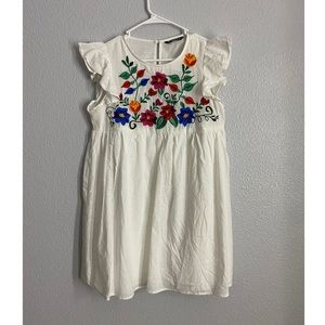 Floral embroidered smock dress